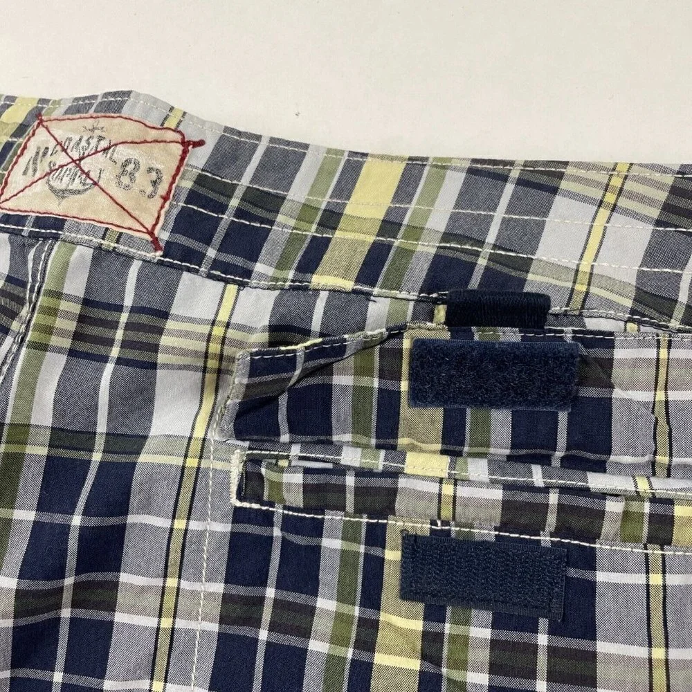 Nautica Boardshorts Swim Trunks Adult Mens 34 Blue Yellow Plaid Bathing Suit